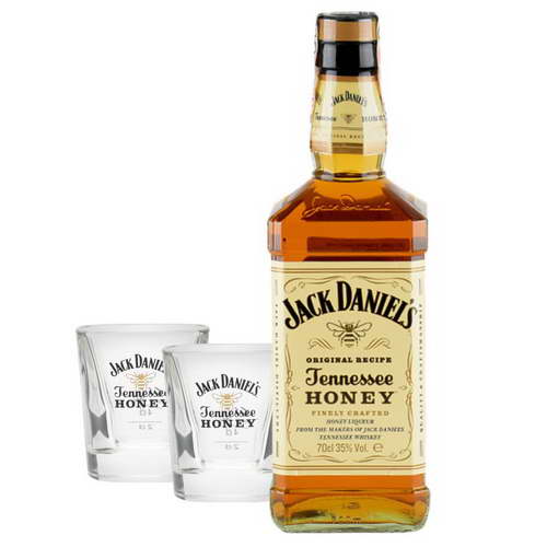 láhev Jack Daniels Honey se skleničkami