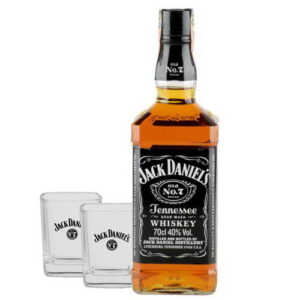 láhev Jack Daniels a skleničky