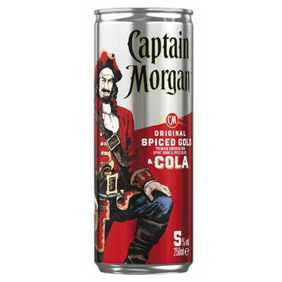 plechovka s colou rumom Captain Morgan